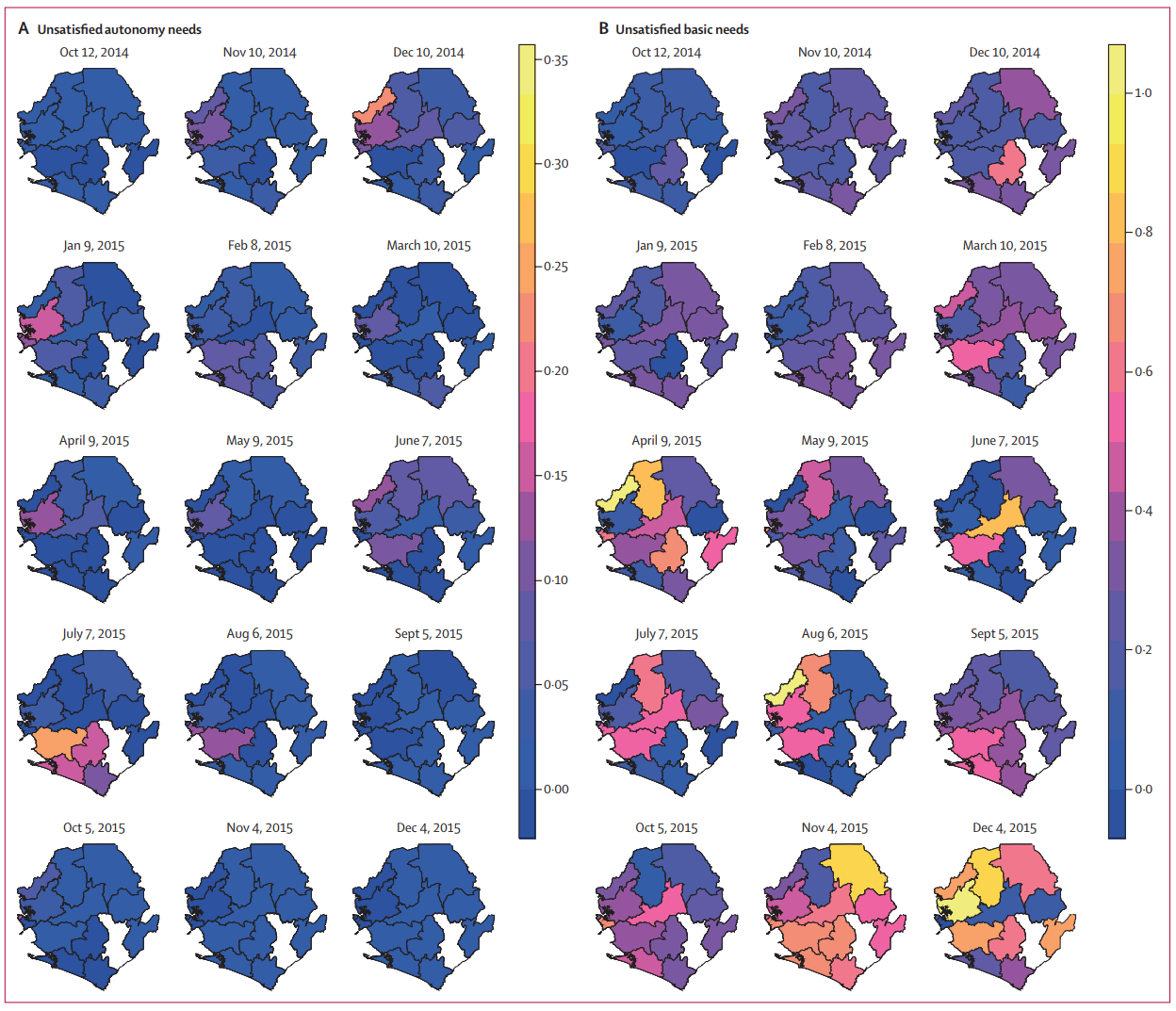 Spatiotemporal maps of needs